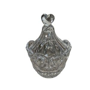 Fifth Avenue Crystal Vintage 70s "Cherish" Heart Candy Dish with Lid‎